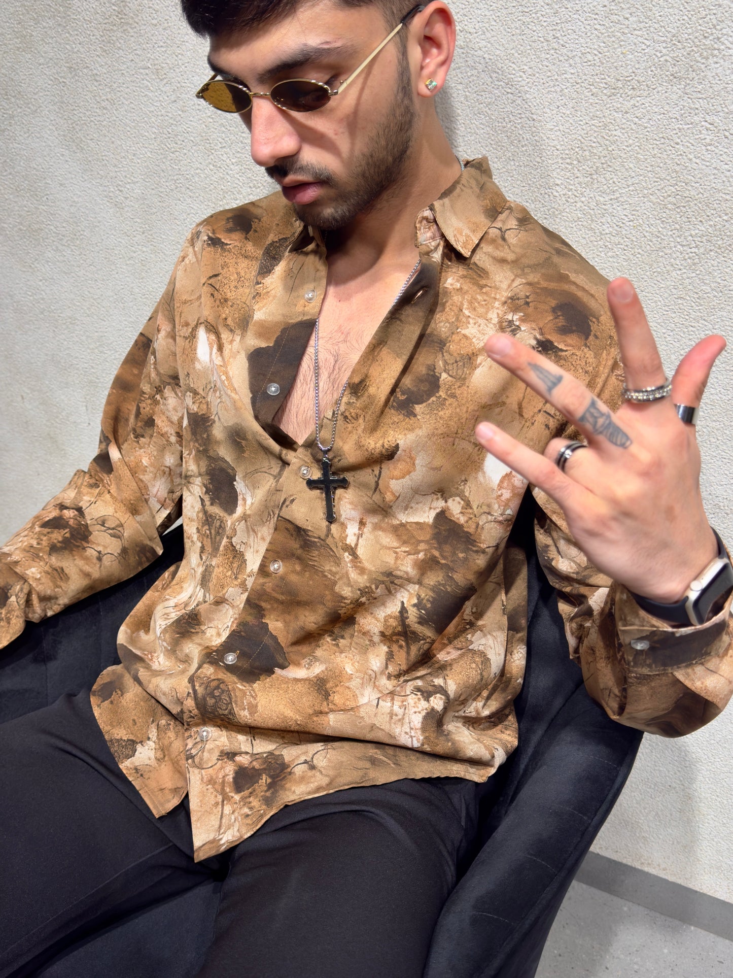 Earthbound Abstract Print Full Sleeves Shirt