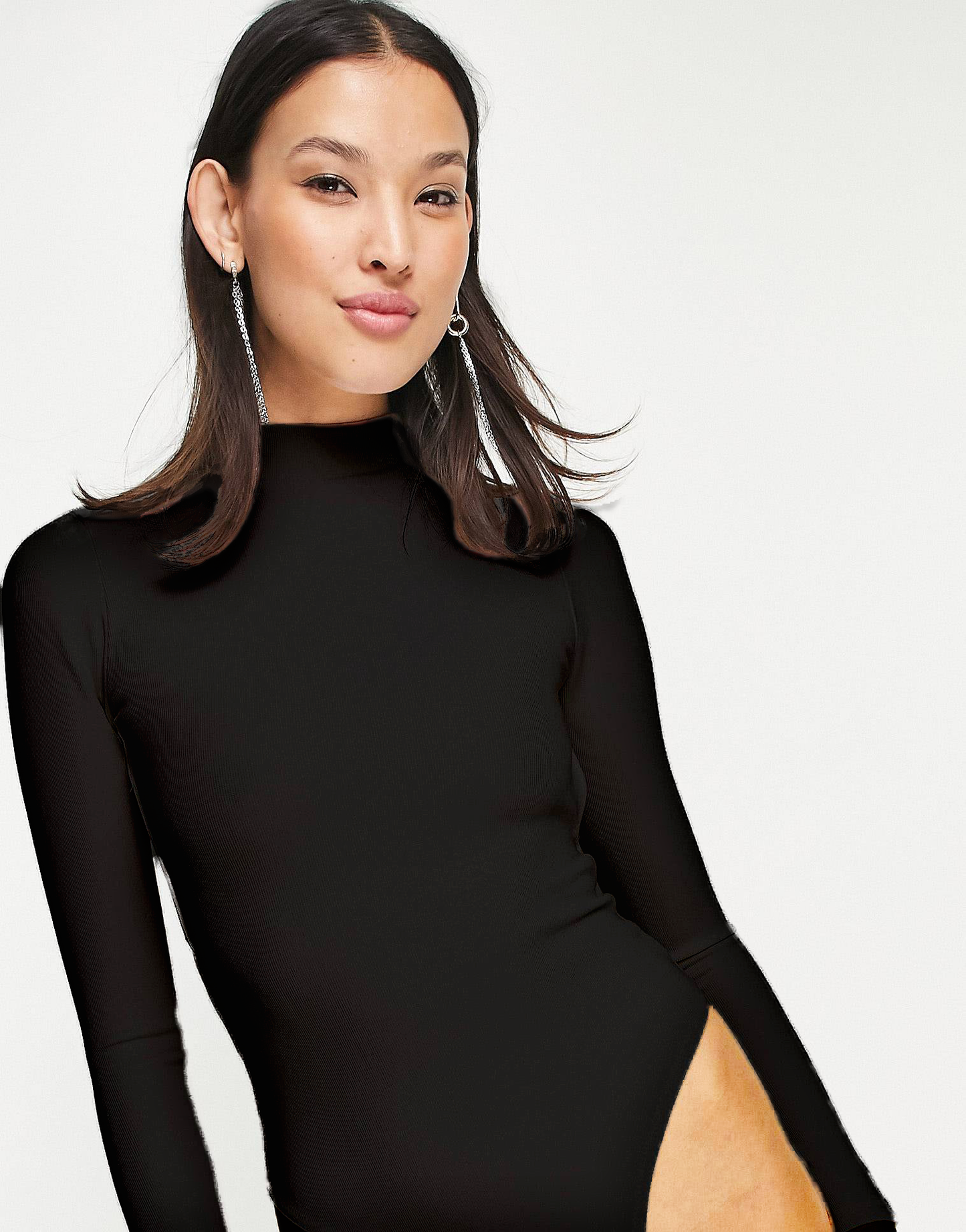 Ribbed Open Back High Neck Bodysuit