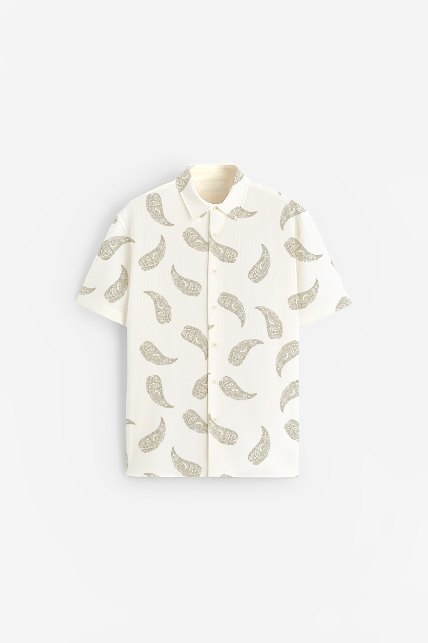 Earthy paisely print Short sleeve shirt