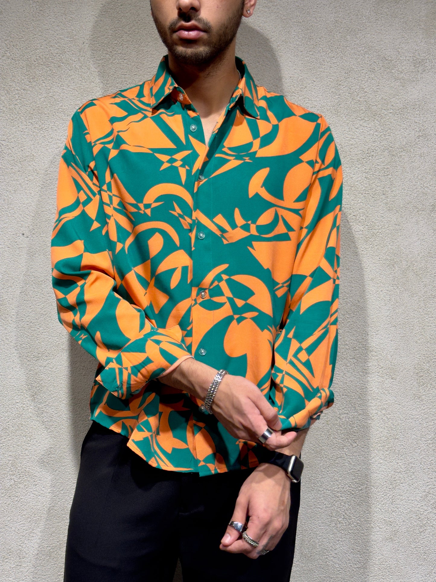 Abstract Rhythm Print Full Sleeves Shirt