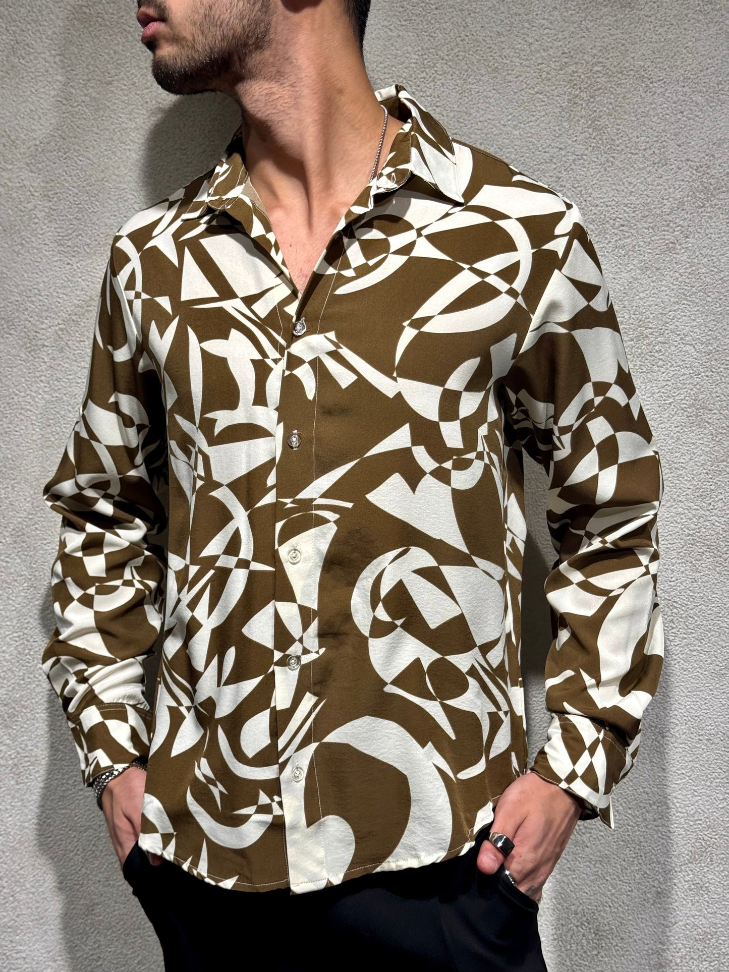 Abstract Rhythm Print Full Sleeves Shirt