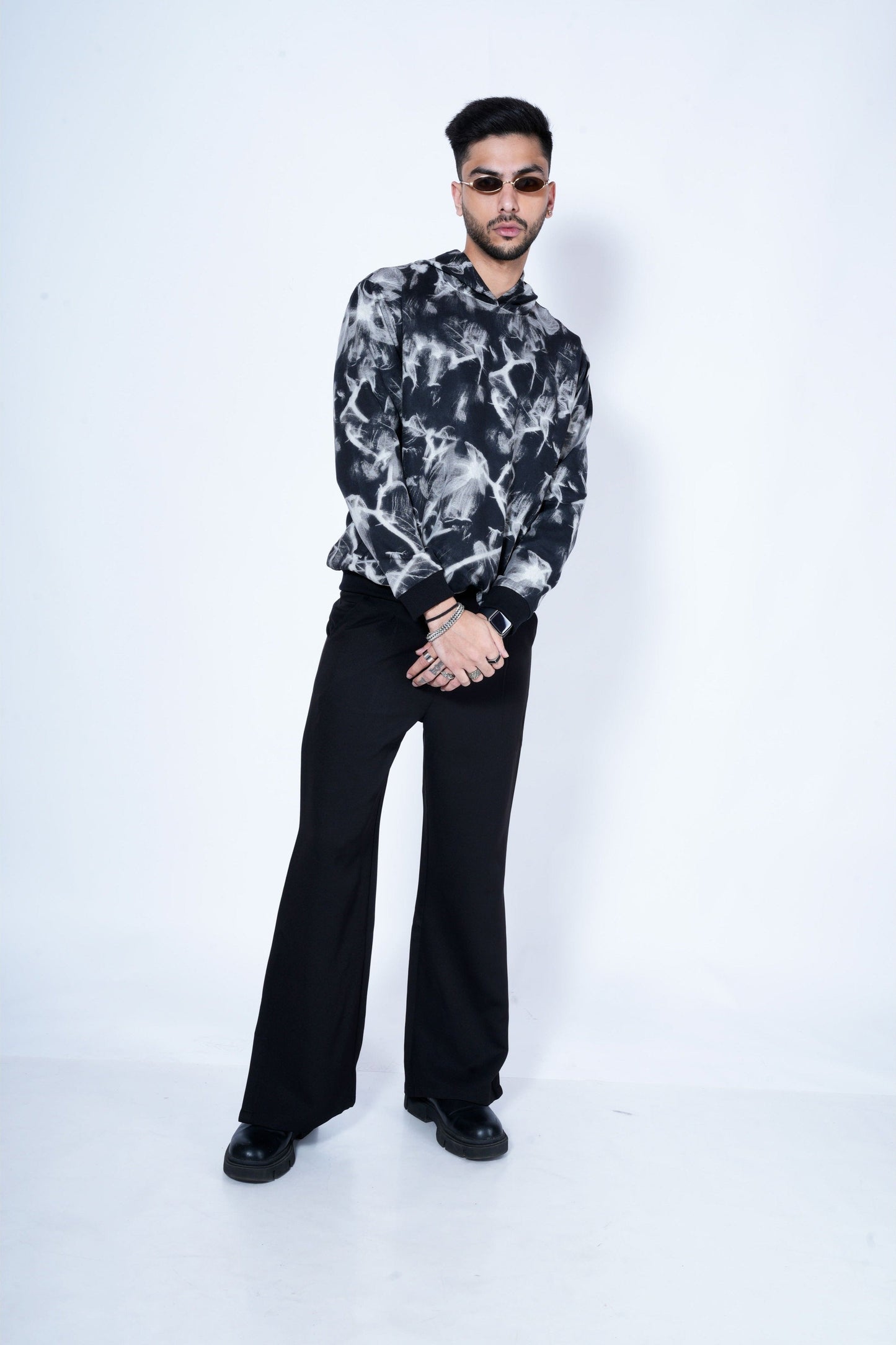 Abstract Smoke Print Oversize Hoodie
