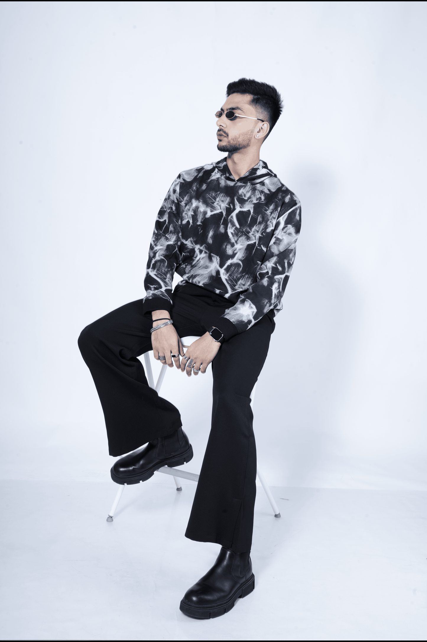 Abstract Smoke Print Oversize Hoodie