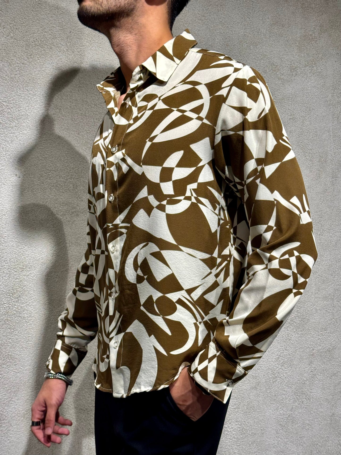 Abstract Rhythm Print Full Sleeves Shirt