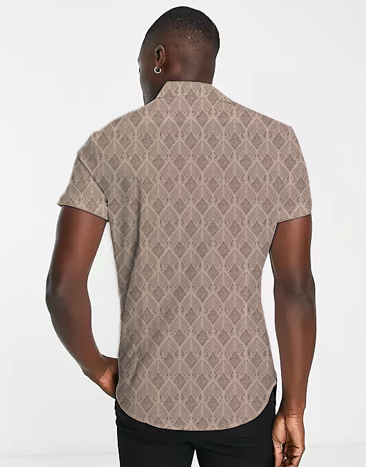 Earthy print Short sleeve shirt