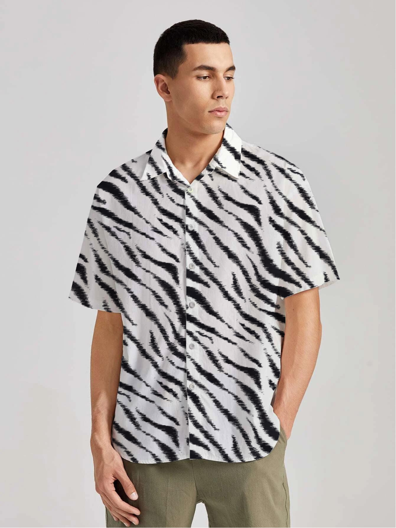 zebra print short sleeve shirt