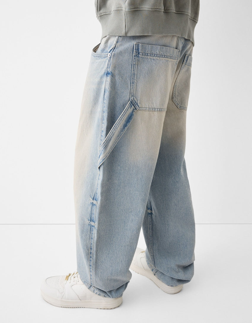 Faded Balloon-Fit Carpenter Jeans