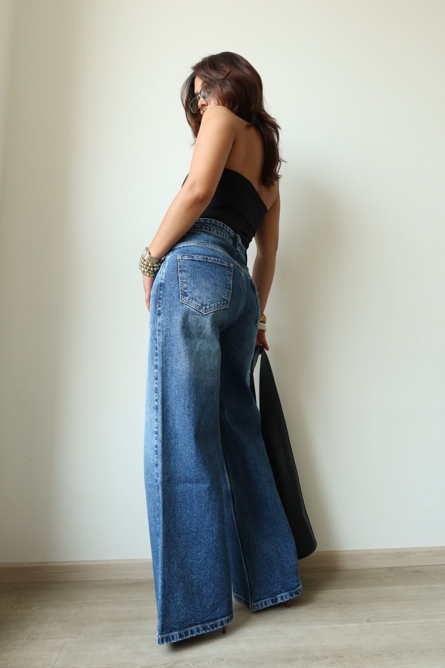 Dark Horizon Stone Wash Wide Leg Jeans