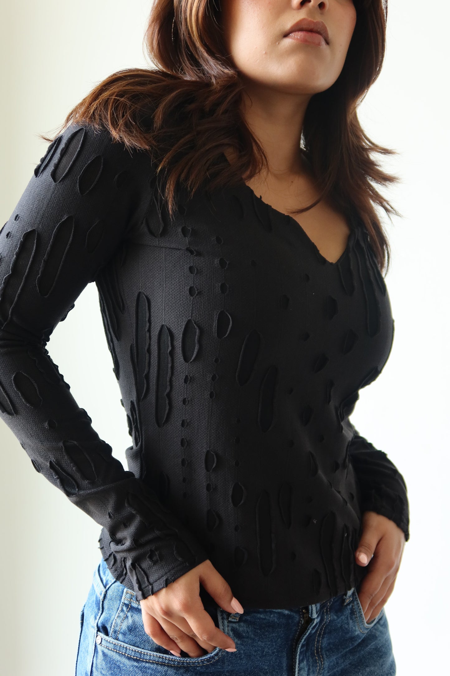 Amberline Ripped Fitted Top