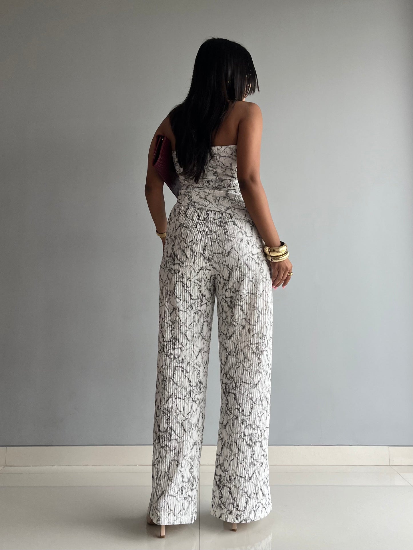 Textured Halter Neck Backless Co-ord Set