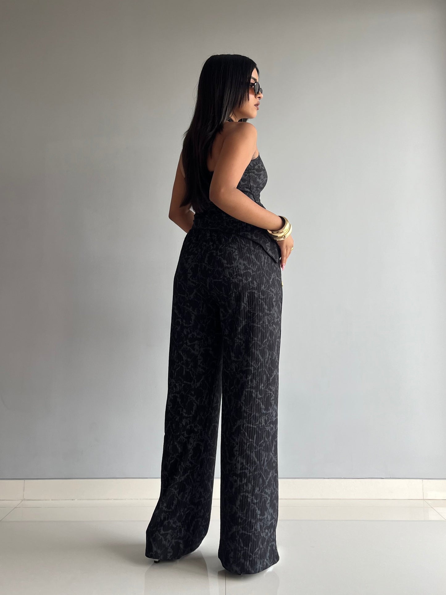 Textured Halter Neck Backless Co-ord Set