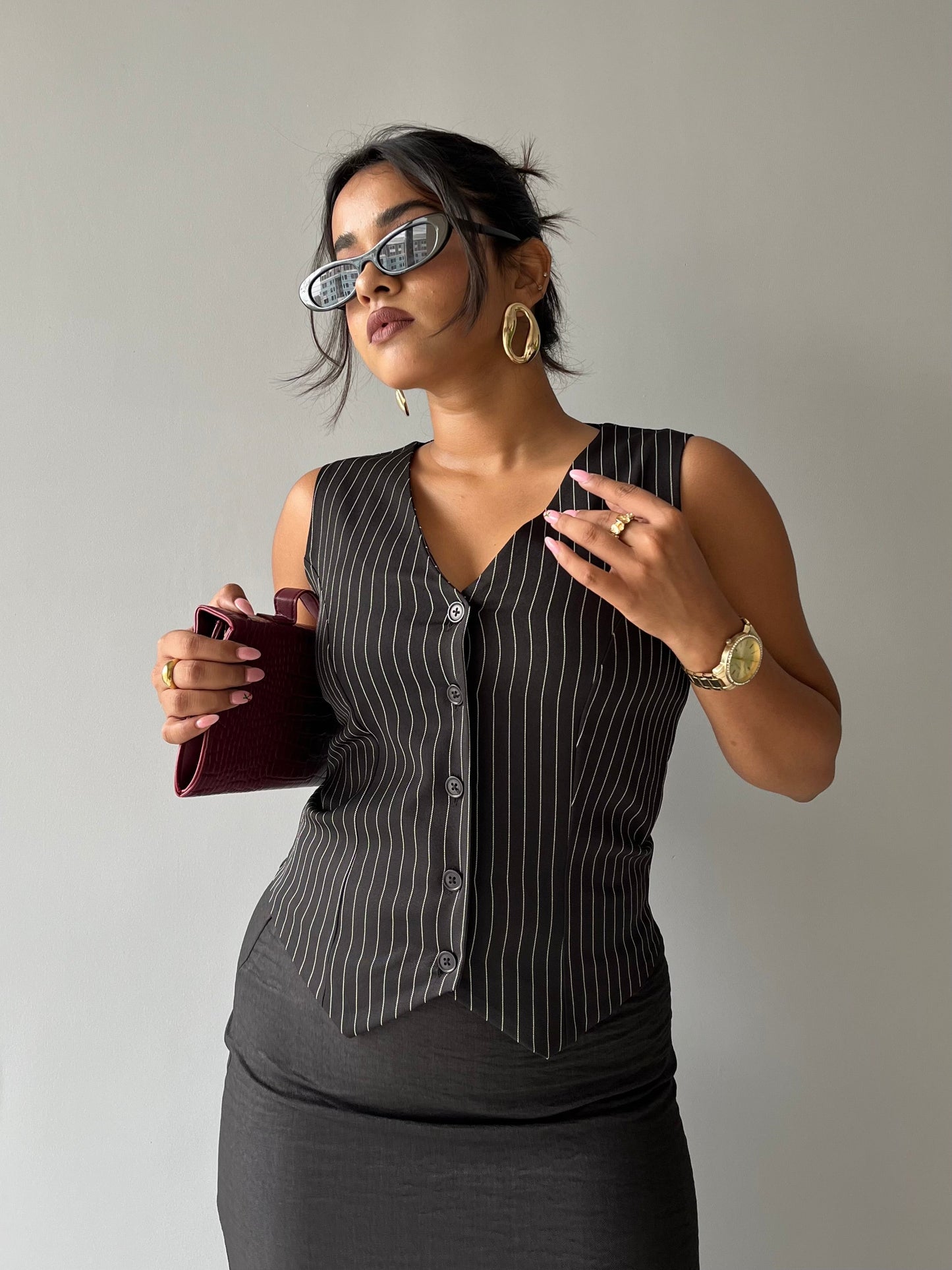 Contoured Stripe Vest