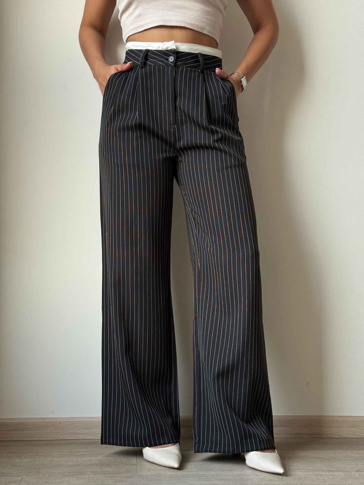 Striped Boxer Wide Leg Trousers