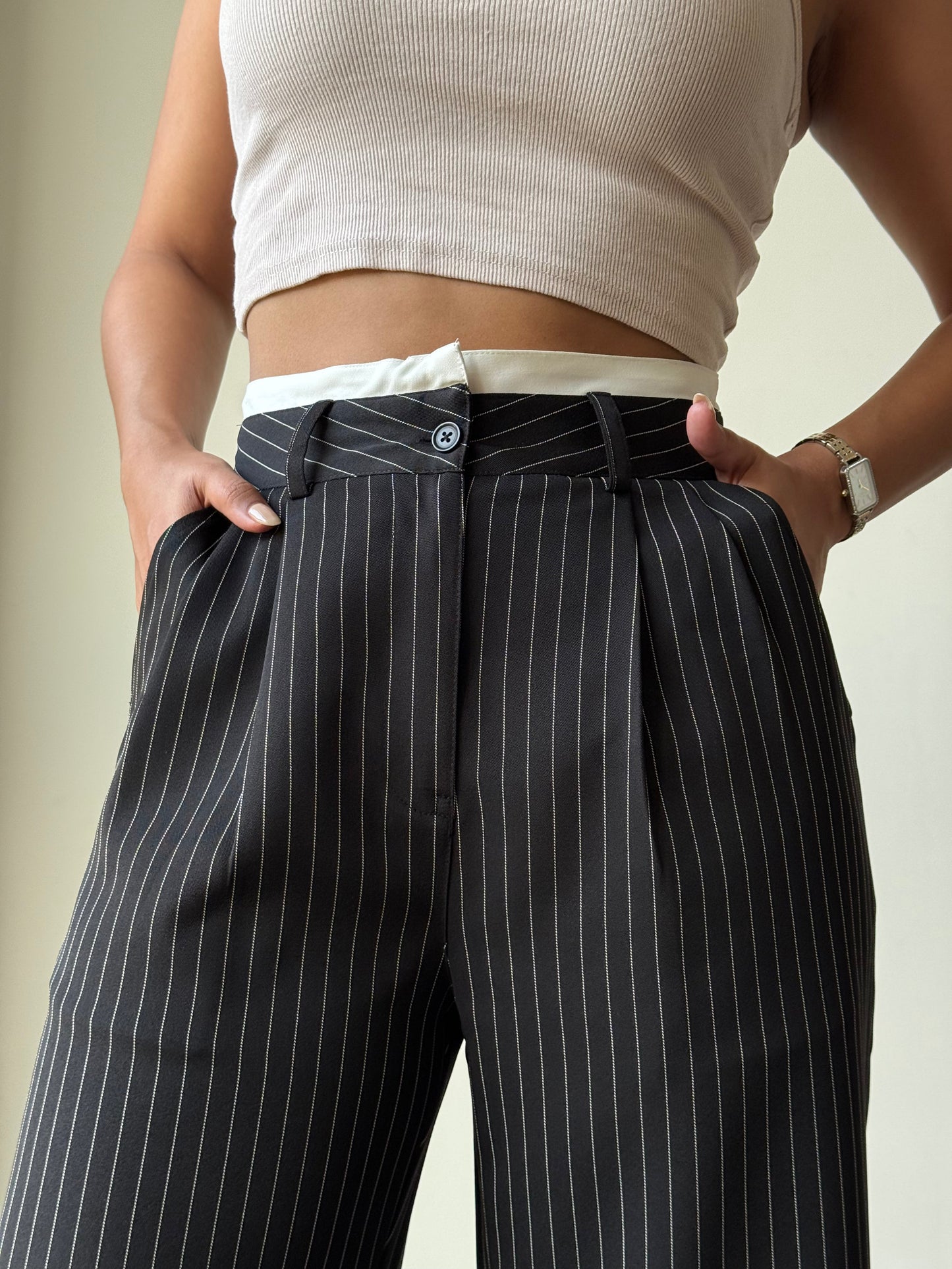 Striped Boxer Wide Leg Trousers