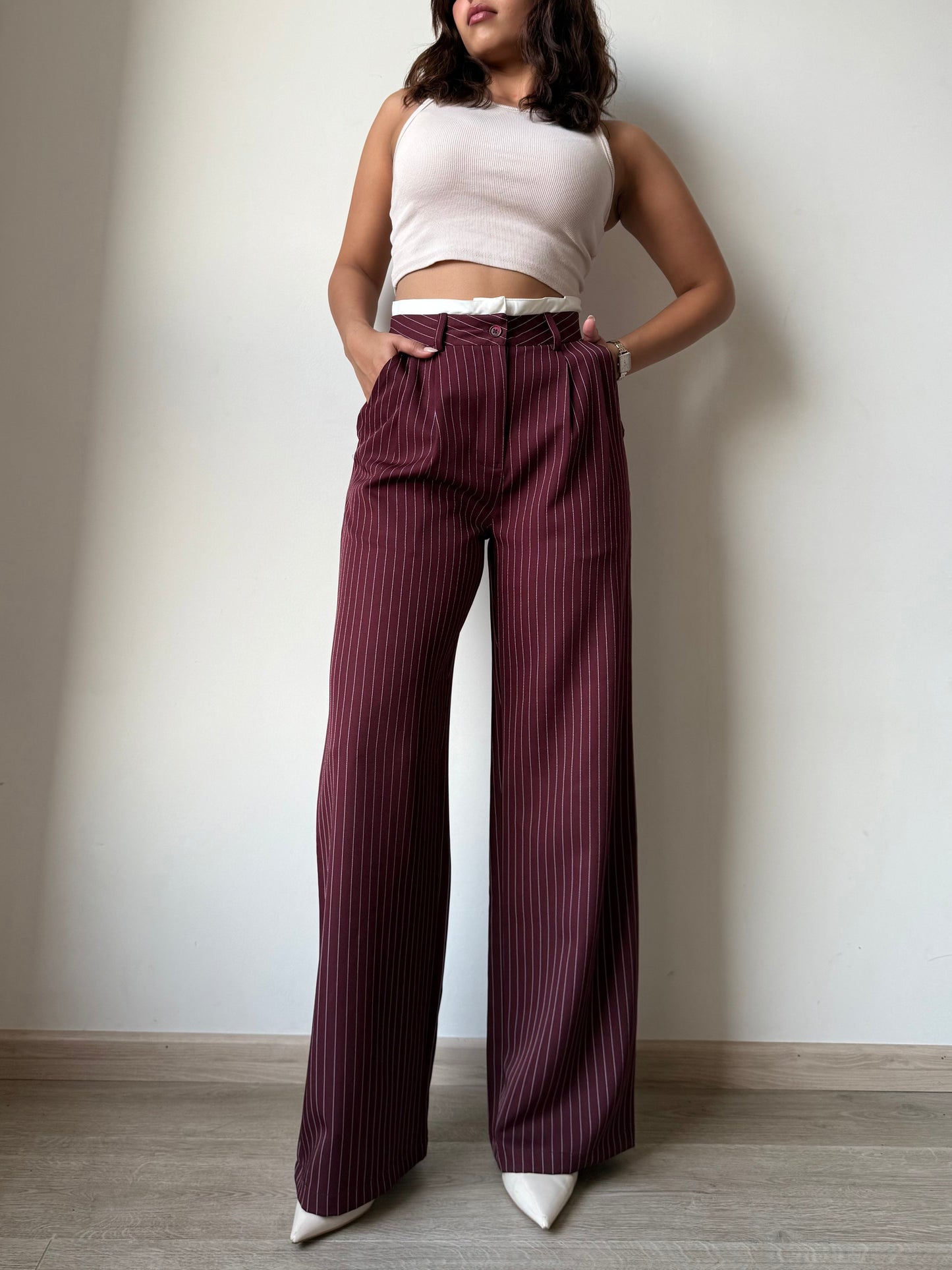 Striped Boxer Wide Leg Trousers
