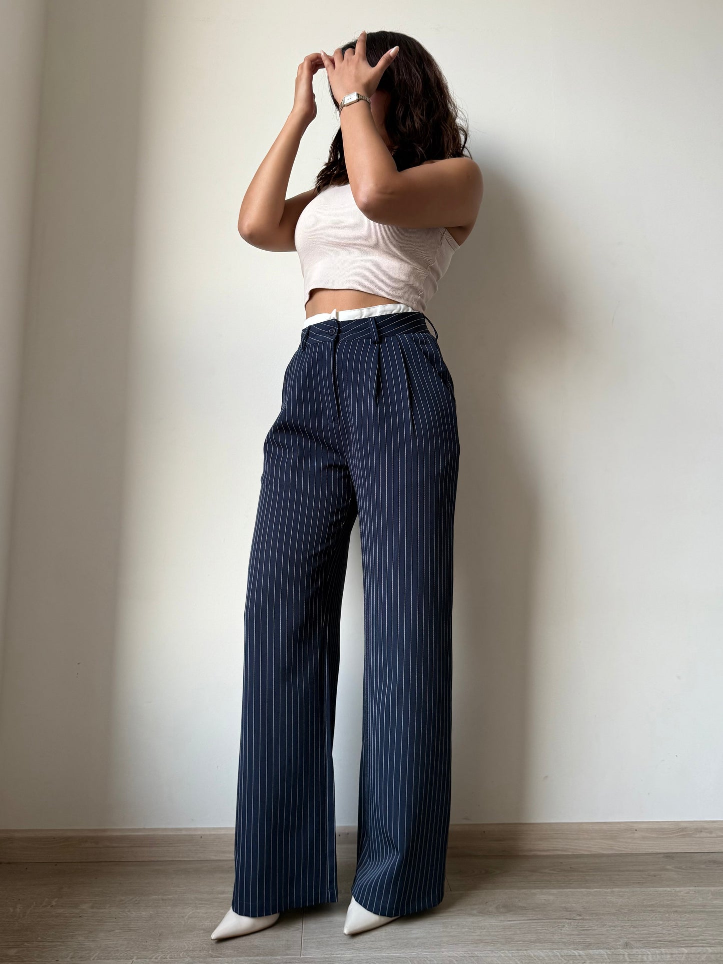 Striped Boxer Wide Leg Trousers