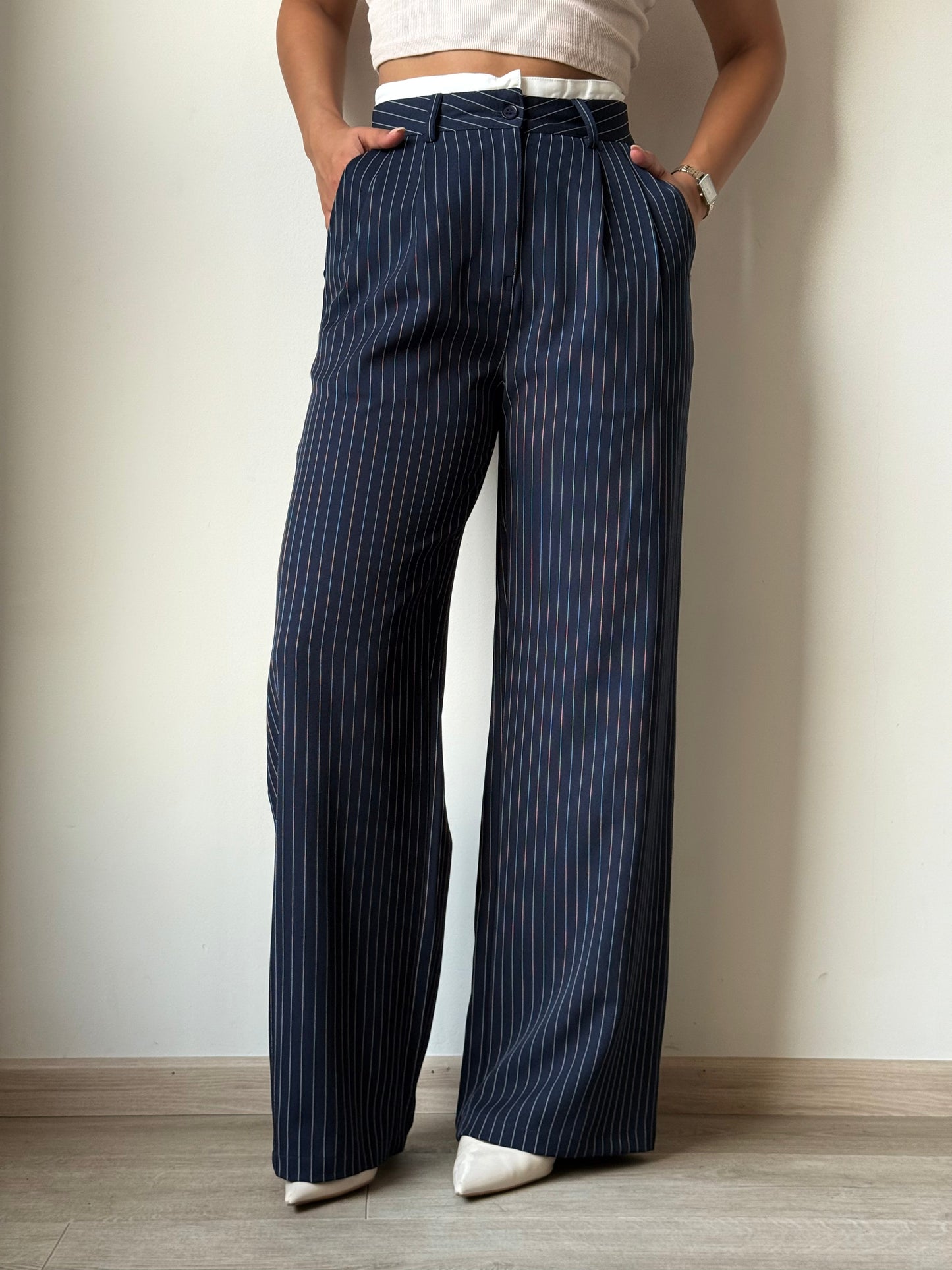 Striped Boxer Wide Leg Trousers