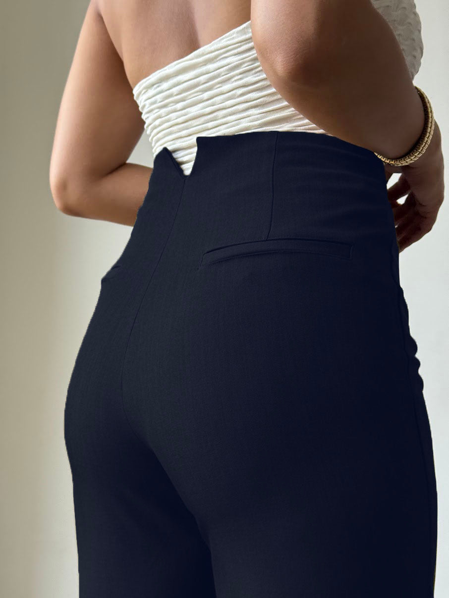 Polished Linen Flared Tailored Pants