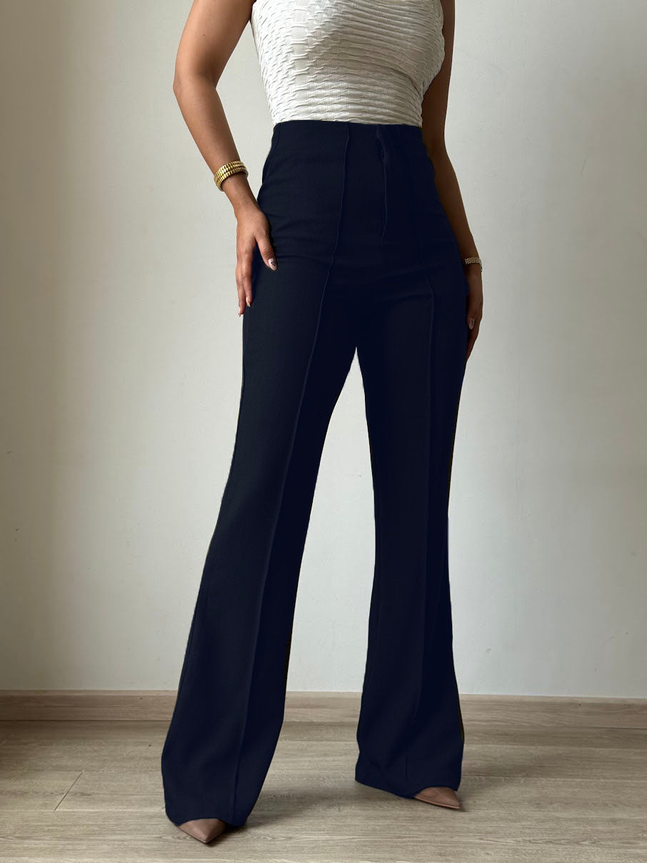 Polished Linen Flared Tailored Pants