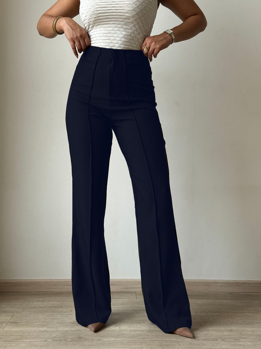 Polished Linen Flared Tailored Pants
