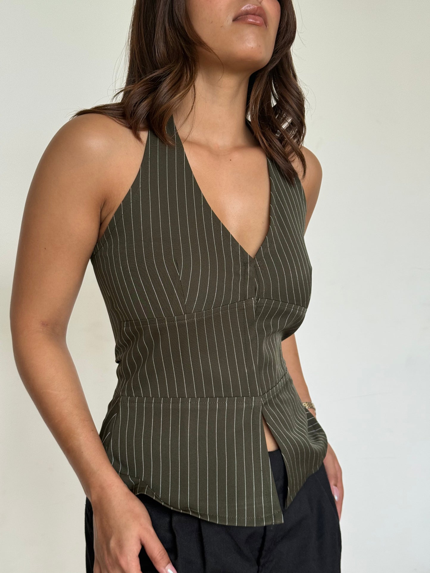 Stripe Structure Halter Top