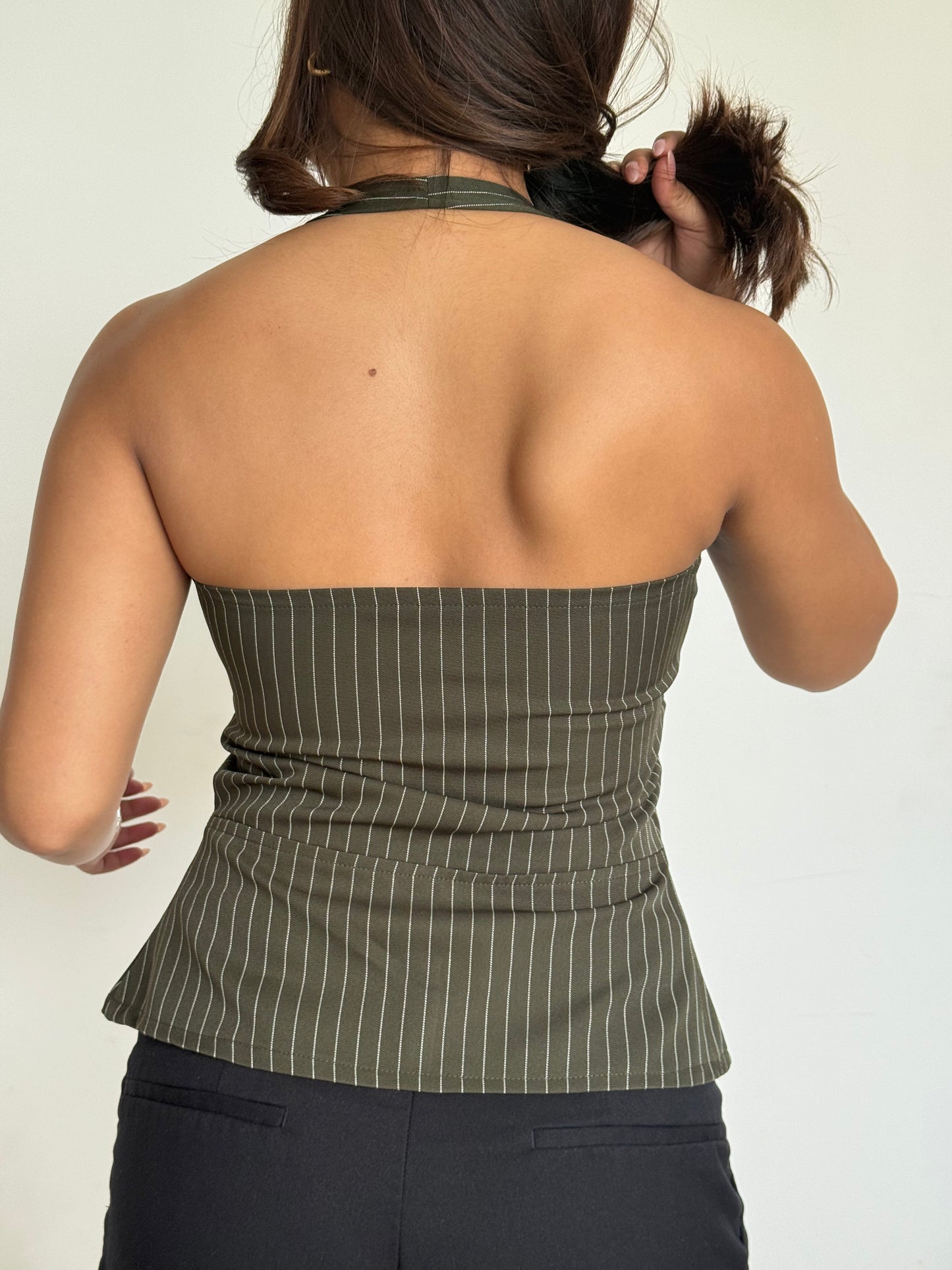 Stripe Structure Halter Top