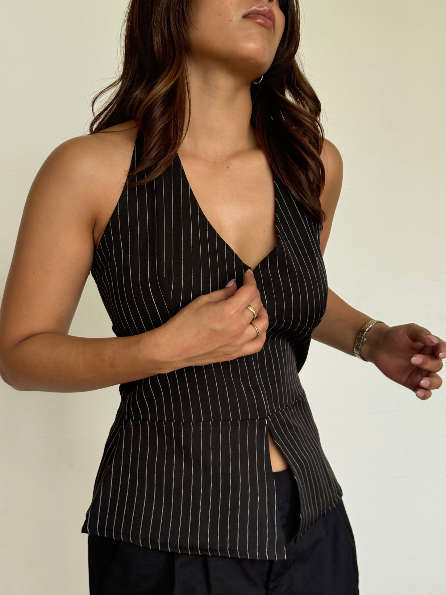 Stripe Structure Halter Top