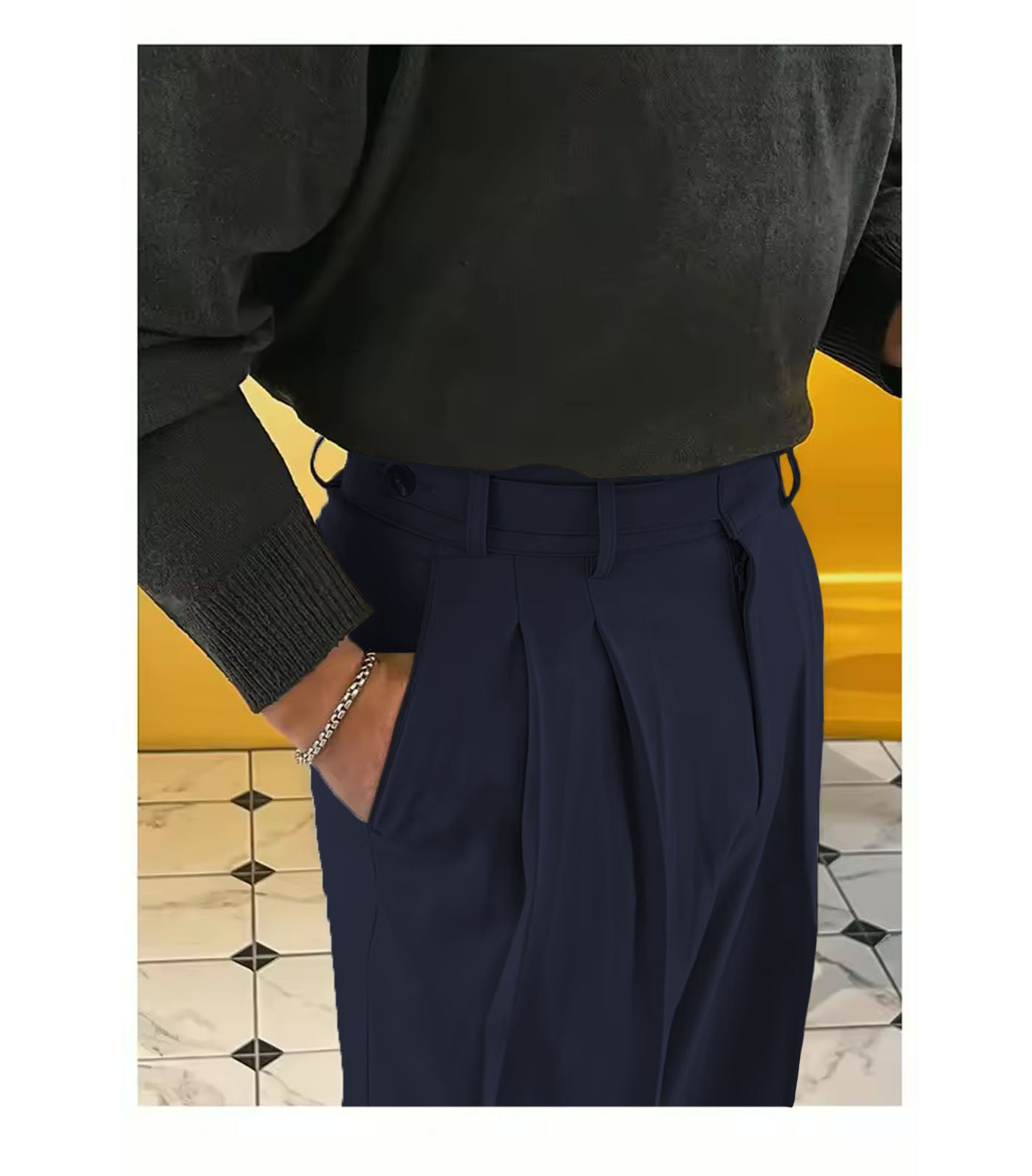 Vintage Linen High Waist Straight Fit Trousers