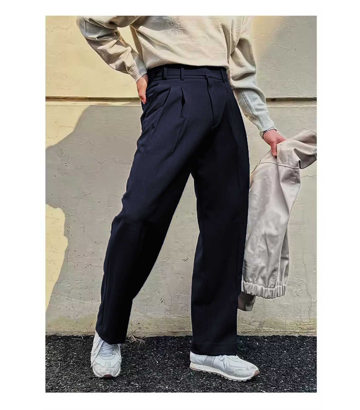 Vintage Linen High Waist Straight Fit Trousers