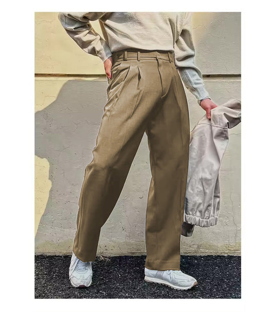 Vintage Linen High Waist Straight Fit Trousers