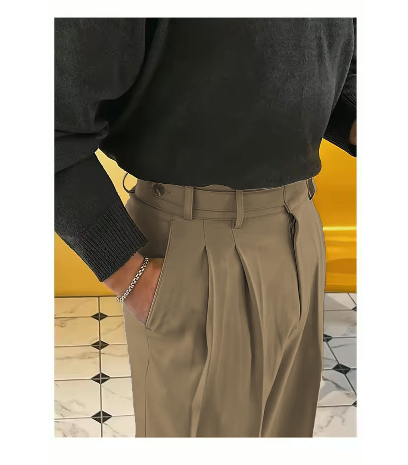 Vintage Linen High Waist Straight Fit Trousers