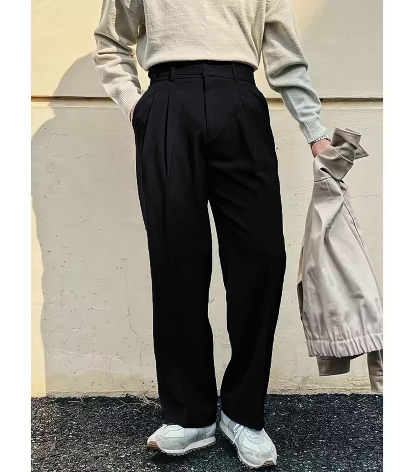 Vintage Linen High Waist Straight Fit Trousers