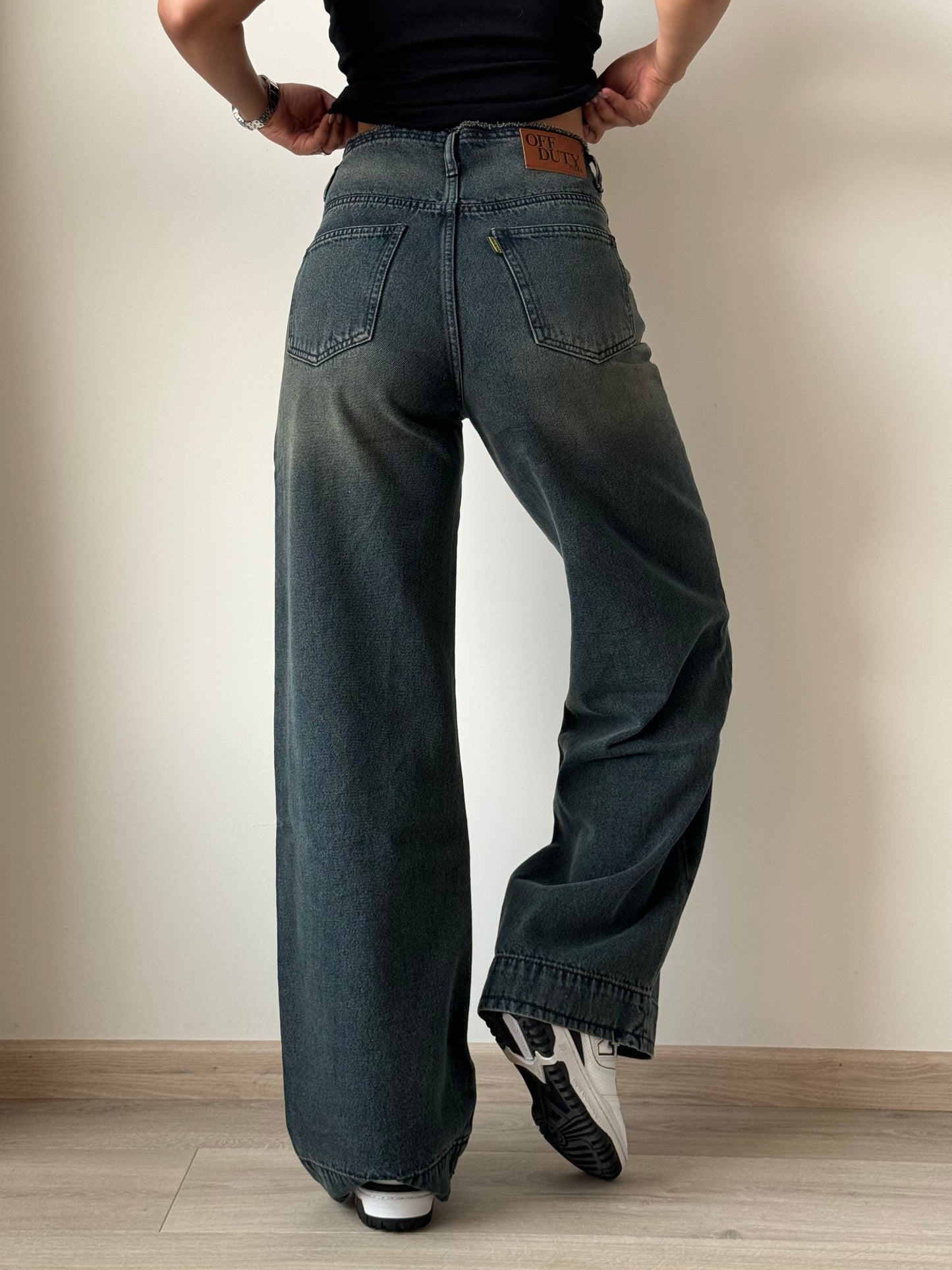 Grunge Edge Double Button High-Waisted Denim
