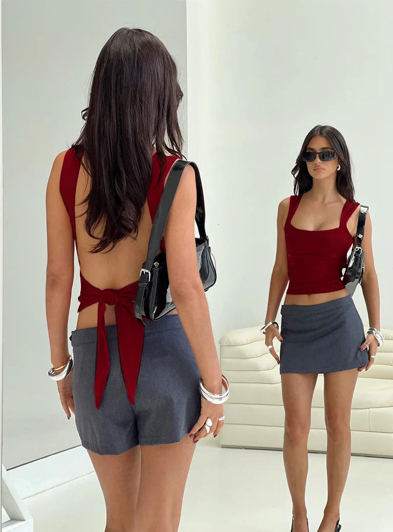 Babe Open Back Tie Top