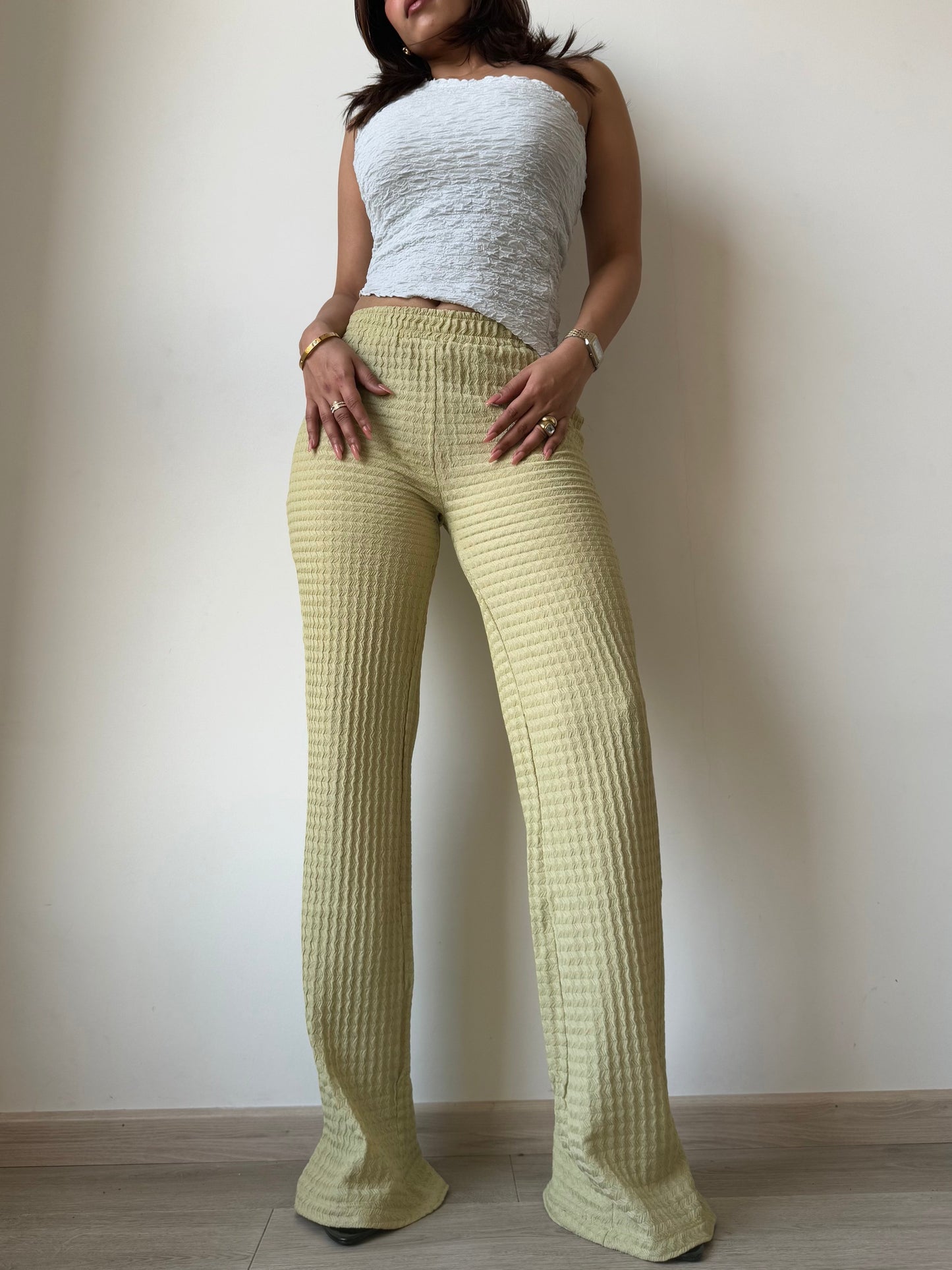 Chevron Edge Flare Leg Pants