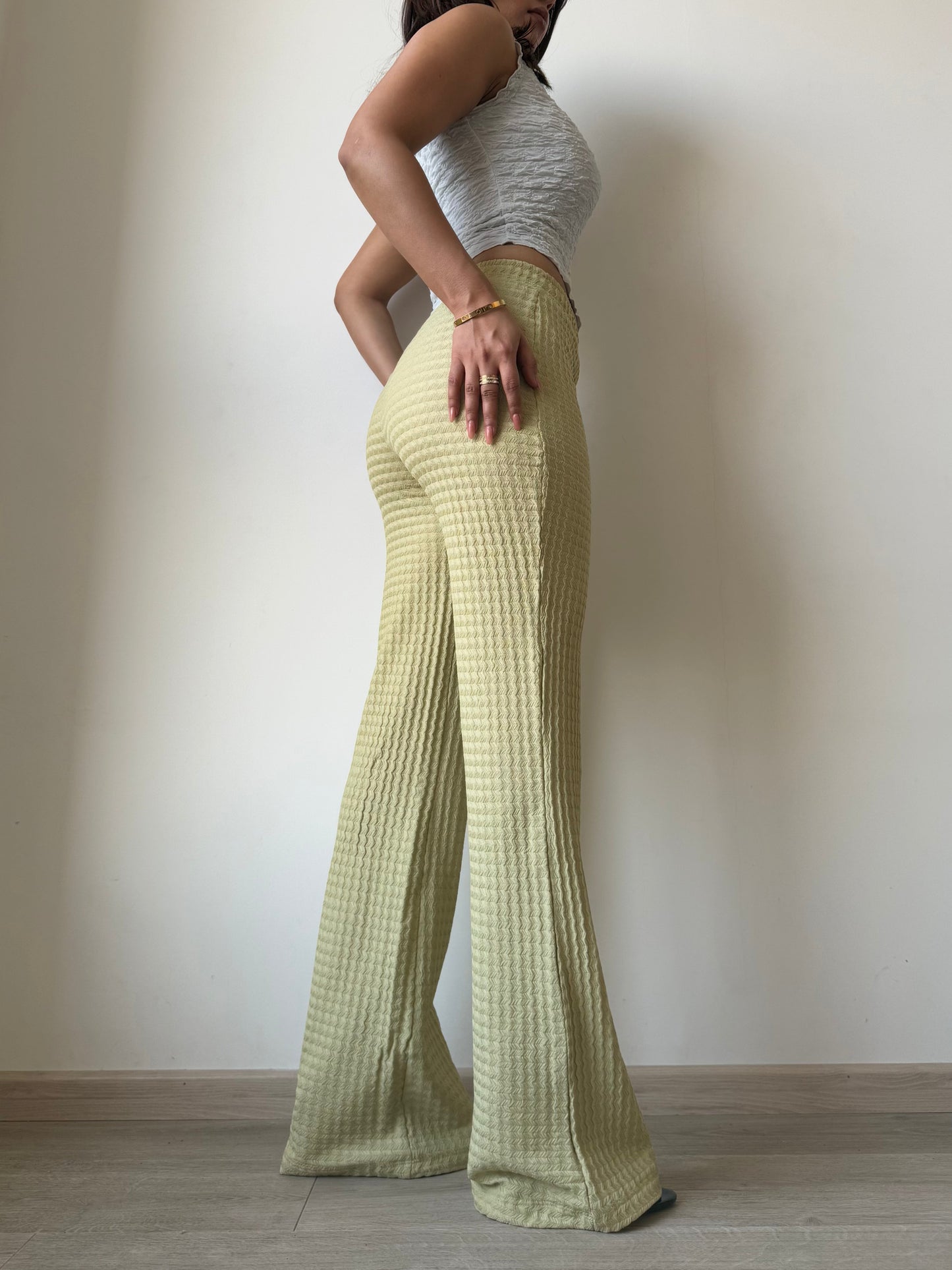 Chevron Edge Flare Leg Pants