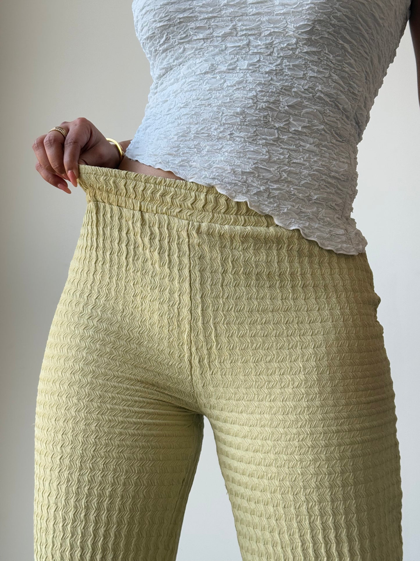 Chevron Edge Flare Leg Pants