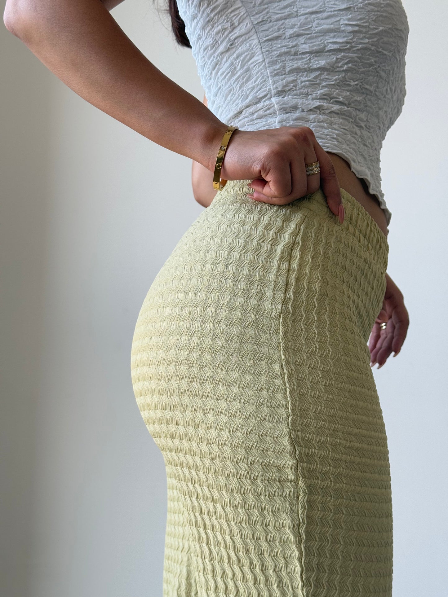 Chevron Edge Flare Leg Pants