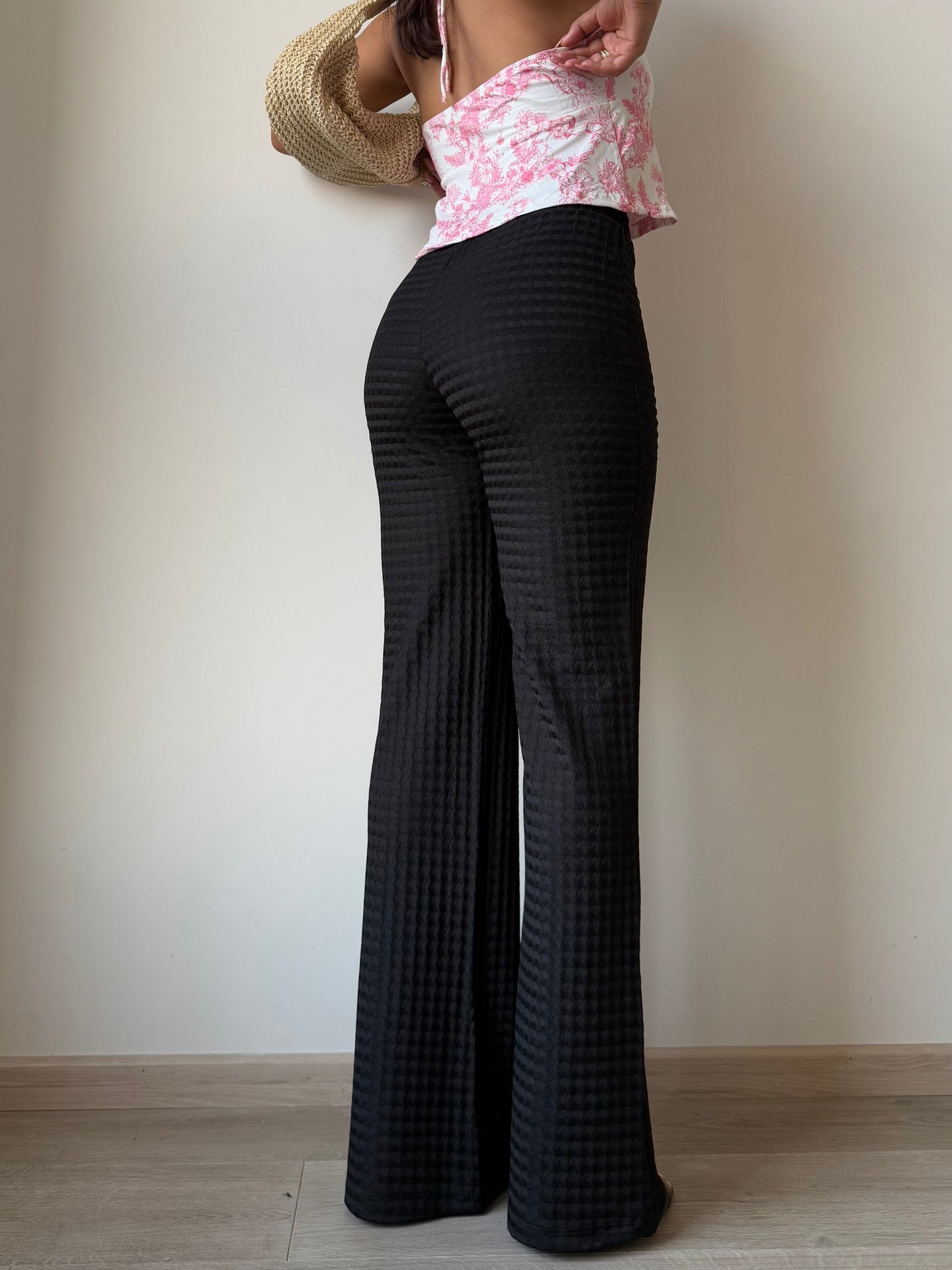 Chevron Edge Flare Leg Pants