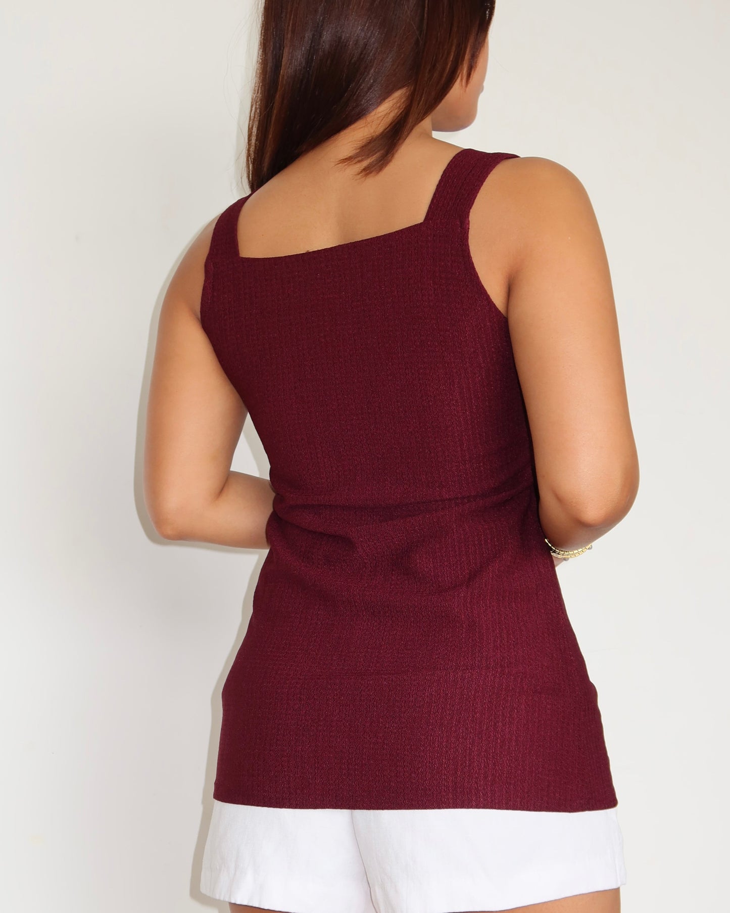 Camelia Button Details Vest Top