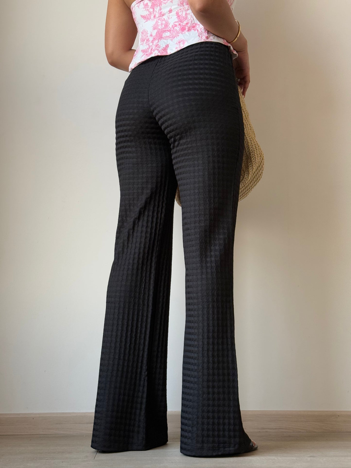 Chevron Edge Flare Leg Pants