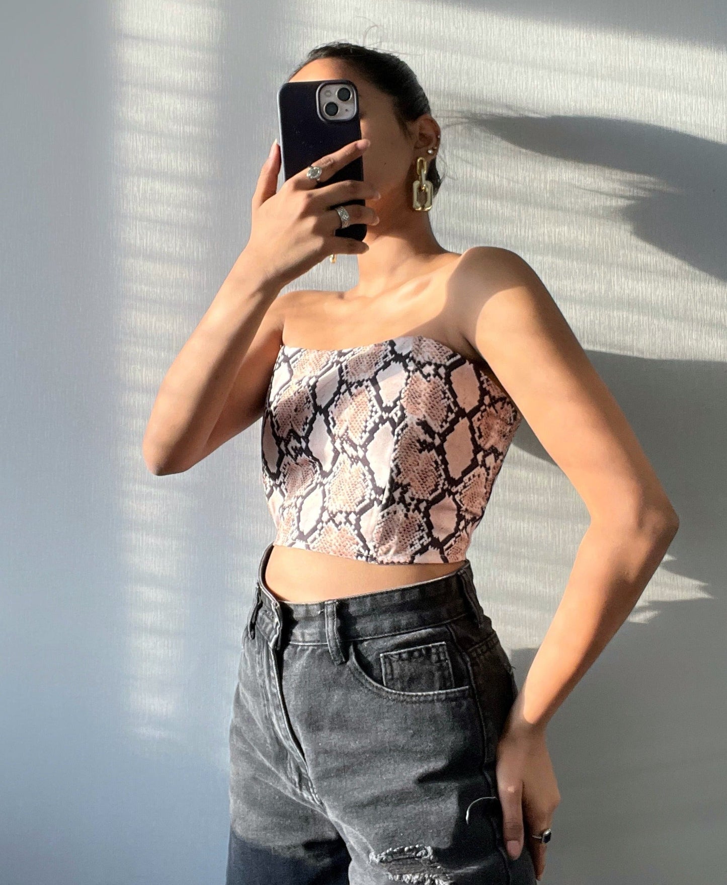 Sexy Snake print corset tube top