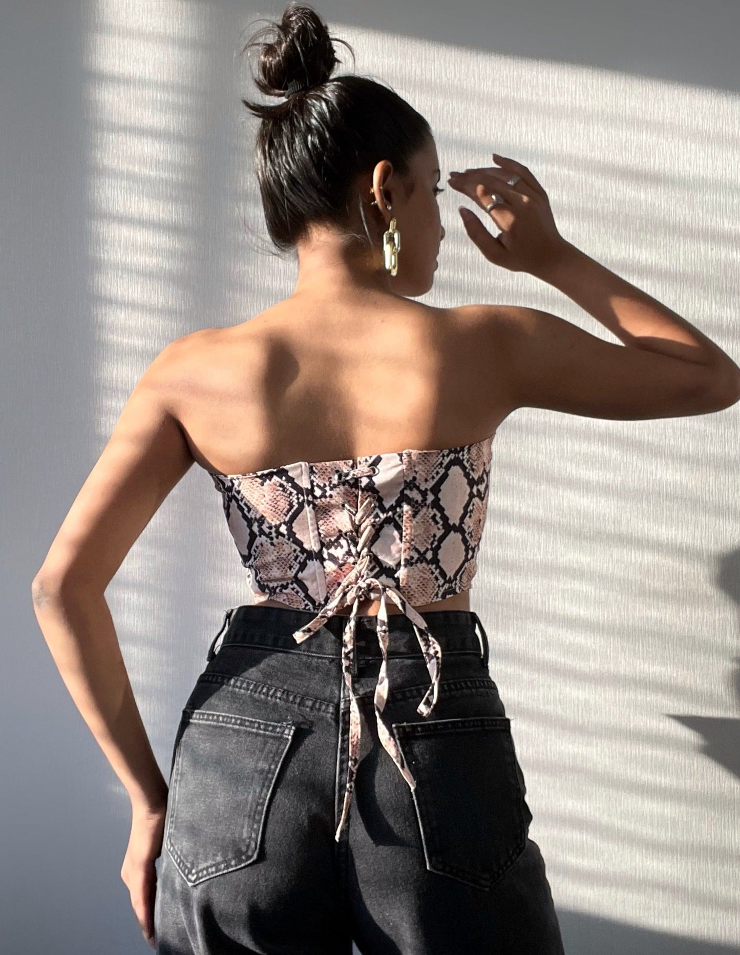 Sexy Snake print corset tube top