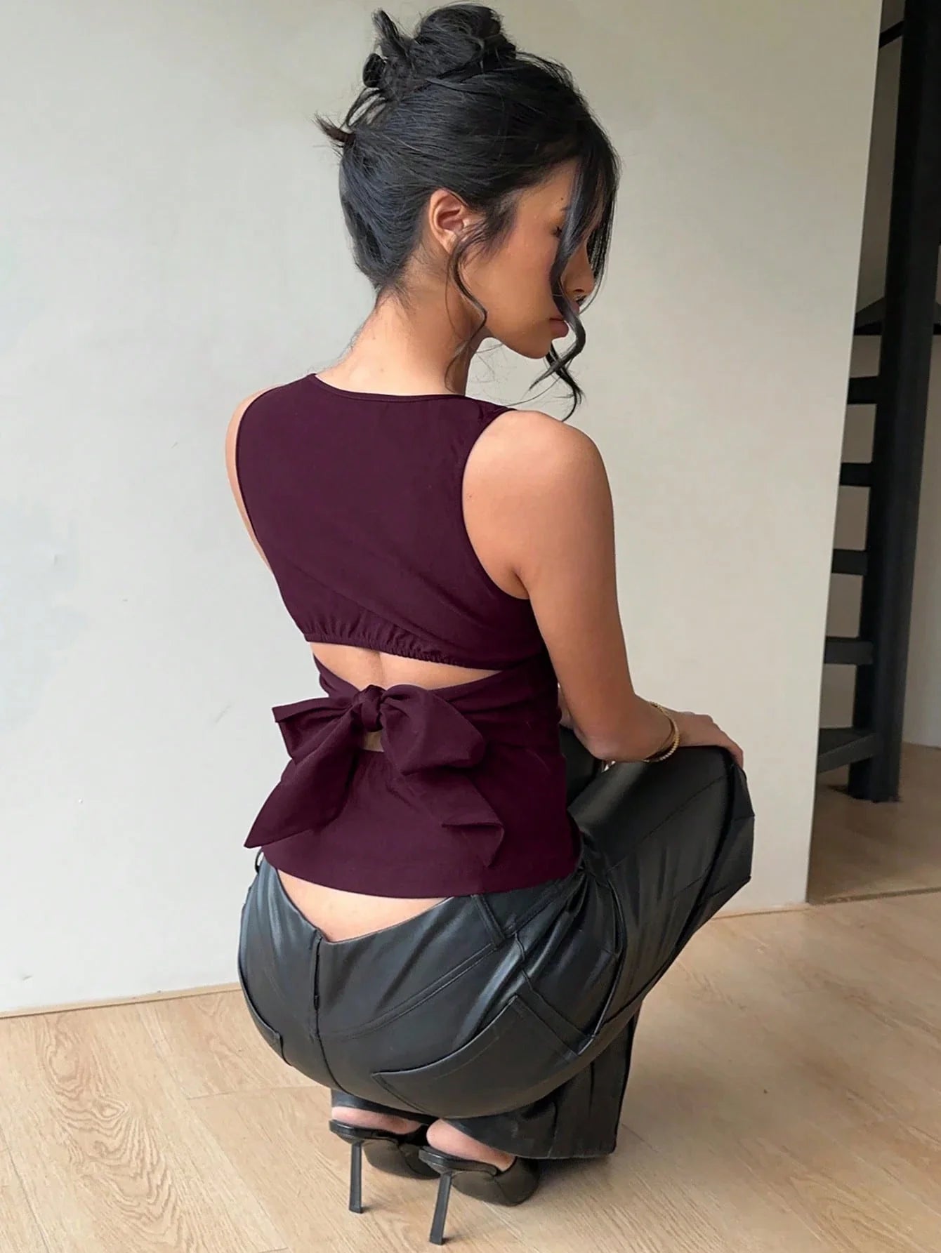 Peek and Tie Backless Top