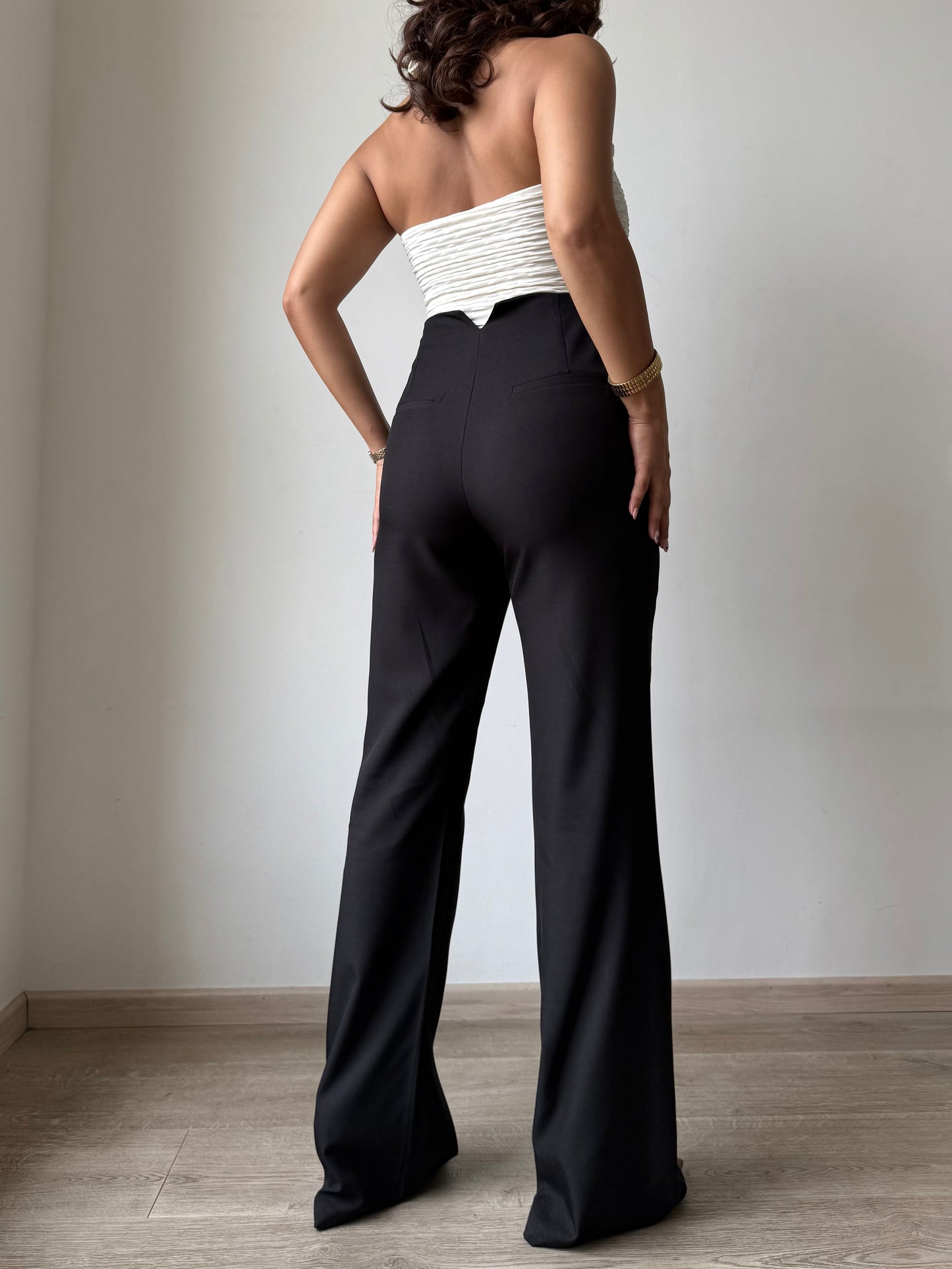 Polished Linen Flared Tailored Pants