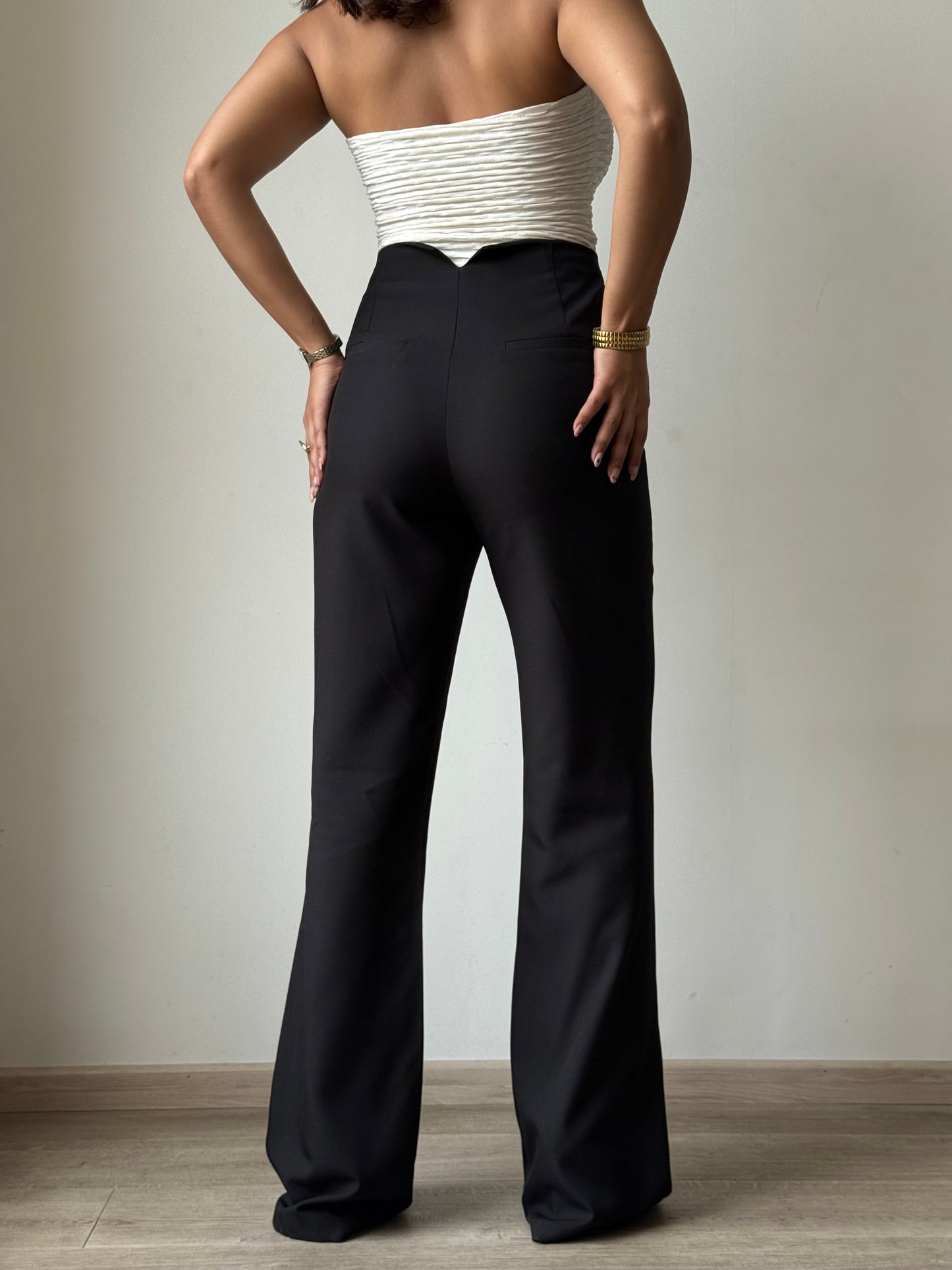 Polished Linen Flared Tailored Pants