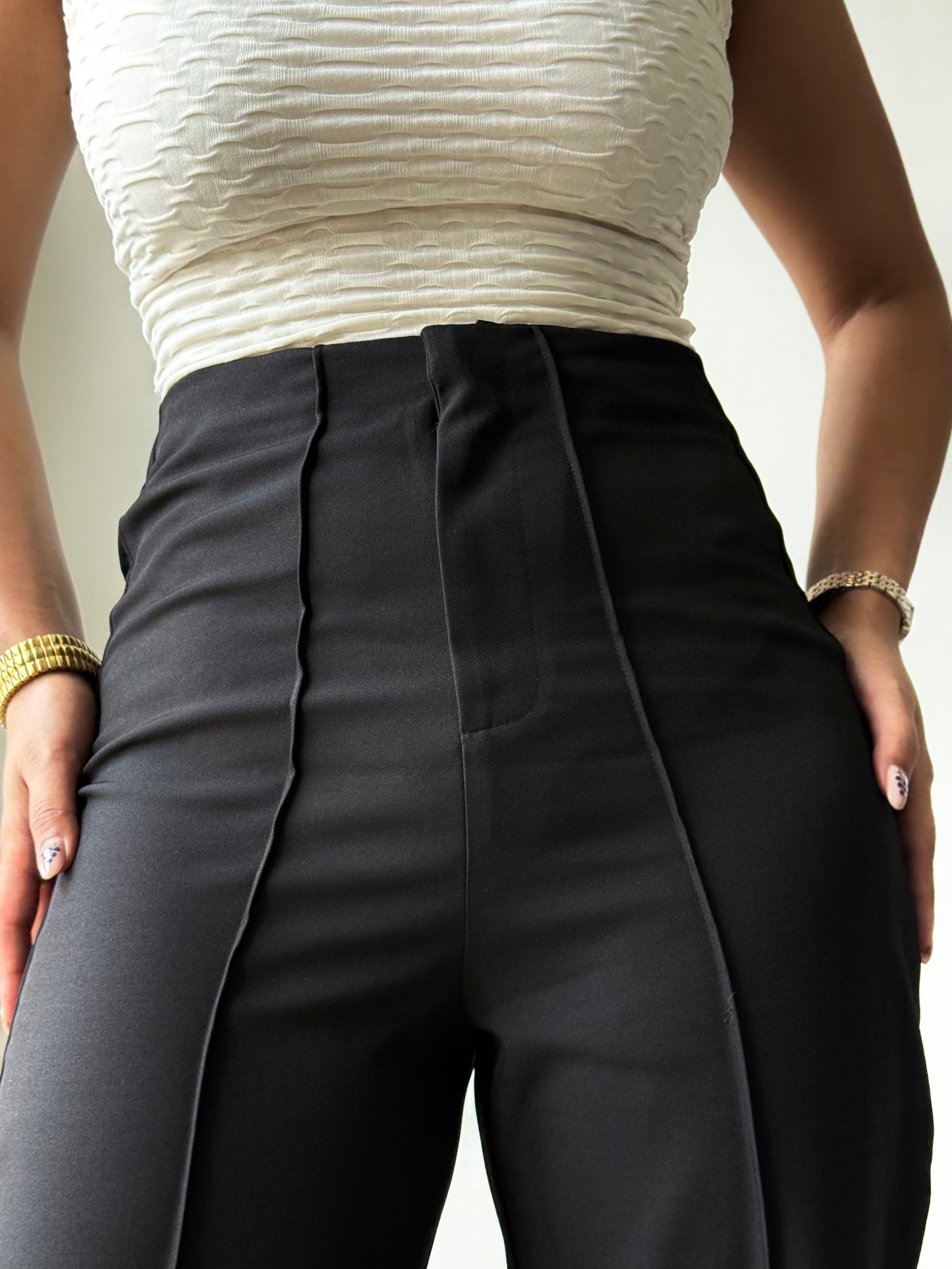 Polished Linen Flared Tailored Pants
