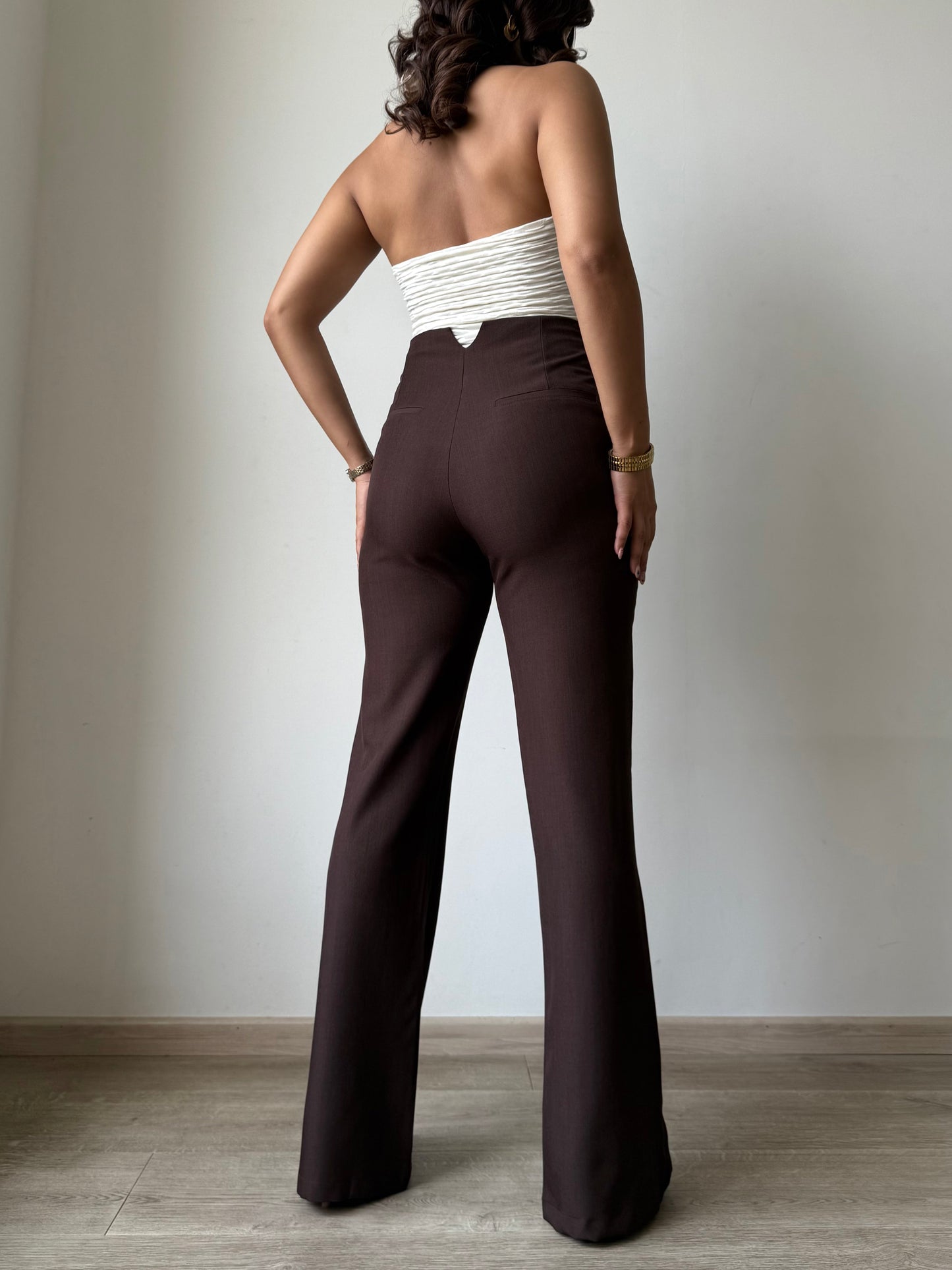Polished Linen Flared Tailored Pants