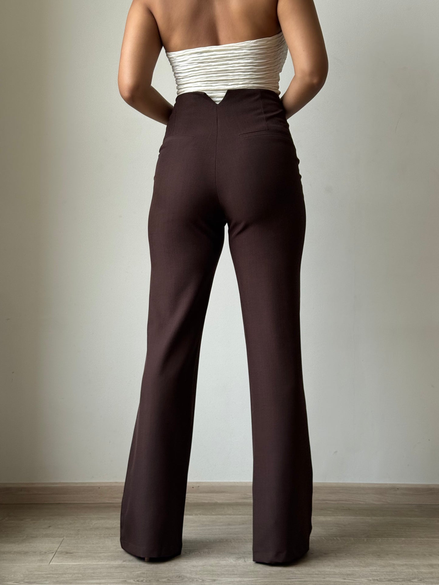 Polished Linen Flared Tailored Pants
