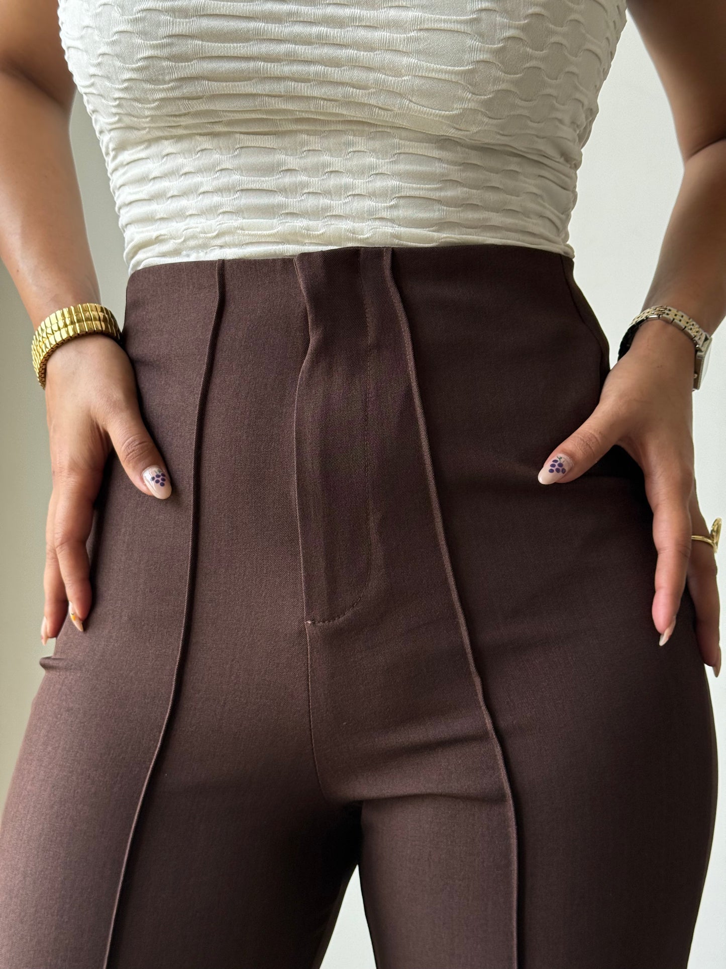 Polished Linen Flared Tailored Pants